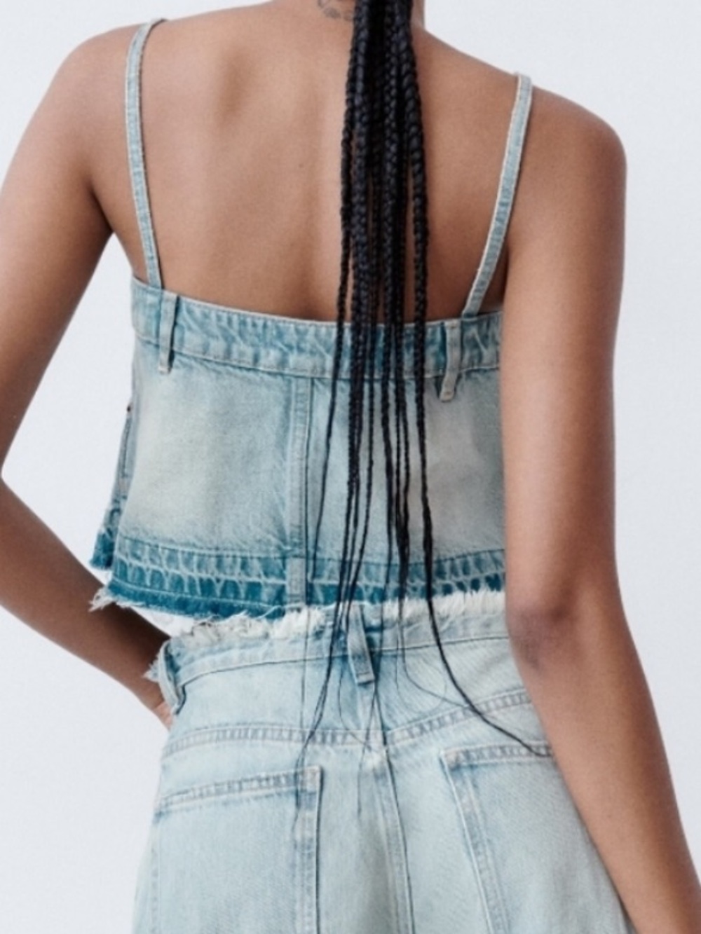 Zara - Denim Crop Tank Top - Picture 7 of 13